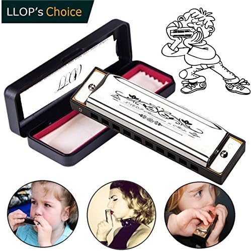 LLOP Blues Deluxe Harmonica, [PREMIUM QUALITY MATERIAL] Pocket Harmonica Key of C 10 Hole 20 Tone Diatonic Harmonica C with Case for Beginner,Students, Kids Gift and Professional Players