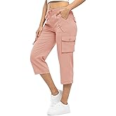 Rdruko Women's Cargo Capris Pants Lightweight Quick Dry Hiking Summer Casual Travel Pants with Pockets
