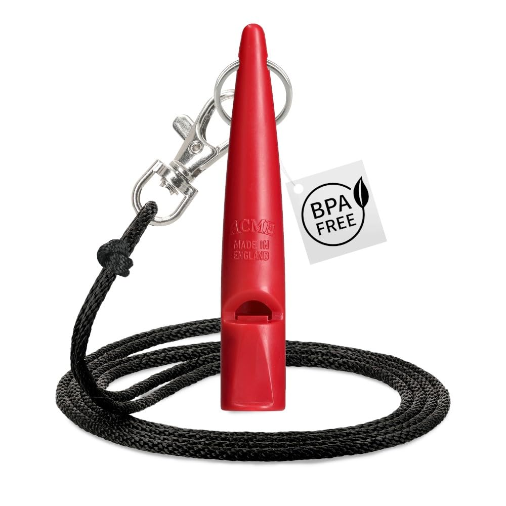 ACME Dog Whistle No. 210.5 + Whistle Band Included, Original from England, Ideal for Dog Training, Robust Material, Standard Frequency is Loud and Wide-Reaching (Carmine Red)
