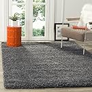 Safavieh California Premium Shag Collection SG151-8484 Dark Grey Square Area Rug (4' Square)