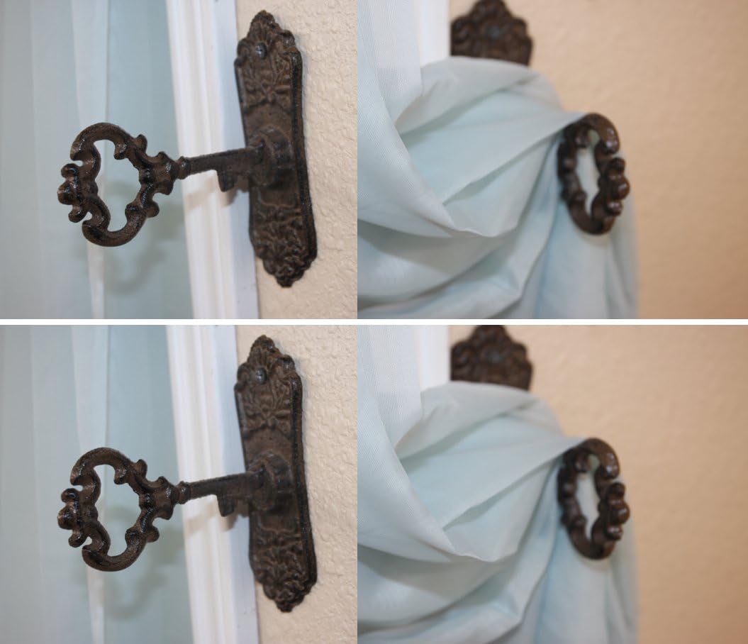 Old Fashion Vintage-Look Skeleton Key Tieback Holdbacks Cast Iron, HW-04 Set of 4~