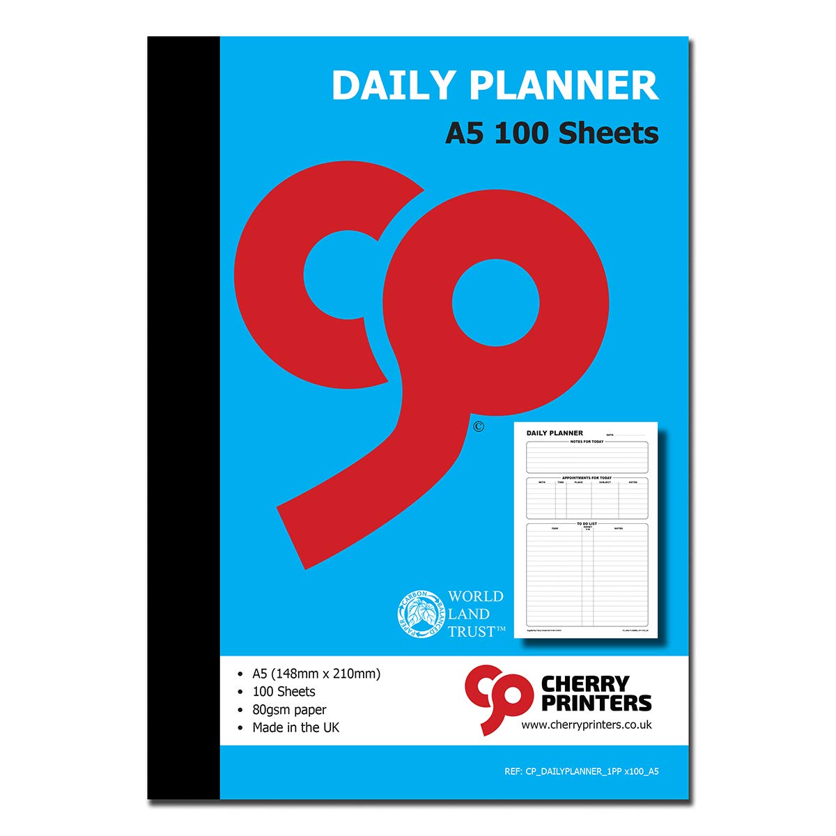 Cherry Daily Planner/to do List Book, A5 (210 x 148 millimetres), 100 Pages per Book