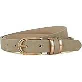 Tanpie Womens Belts for Jeans Pants, Casual Leather Waist Dress Belt with Gold Buckle 0.91" Width, Ladies Fashion Belts