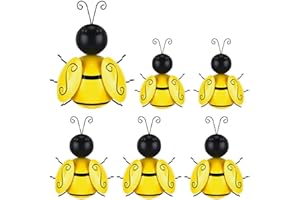 IMUSINICE Metal Bee Wall Art 3D Iron Sculpture Set of 6 for Garden Lawn Outdoor Hanging Decoration