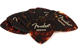 Fender Classic Celluloid Guitar Picks 346 Shape, Guitar Accessories, Tortoise Shell, Medium, 12-Pack