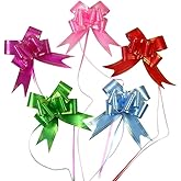 50Pcs Multicolour Large Pull Bows, Present Basket Wrapping Bow Tie, Gift Wrapping Butterfly Knot, String Bow with Ribbon, Wedding and Valentine Days Decoration Supplies