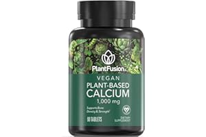 PlantFusion Vegan Calcium, Premium Plant Based Calcium (1000mg) Sourced from Icelandic Red Algae, Plus Magnesium, D3, K2, and Boron, 90 Vegan Tablets