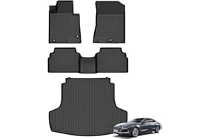AZYT Floor Mats & Cargo Liner for 2021-2026 Kia K5 (Only FWD Models) & Hyundai Sonata/Sonata Hybrid 2020-2026 All Weather Automotive TPE Liners Set Waterproof Accessories (Car Mats+Trunk Mat) Black