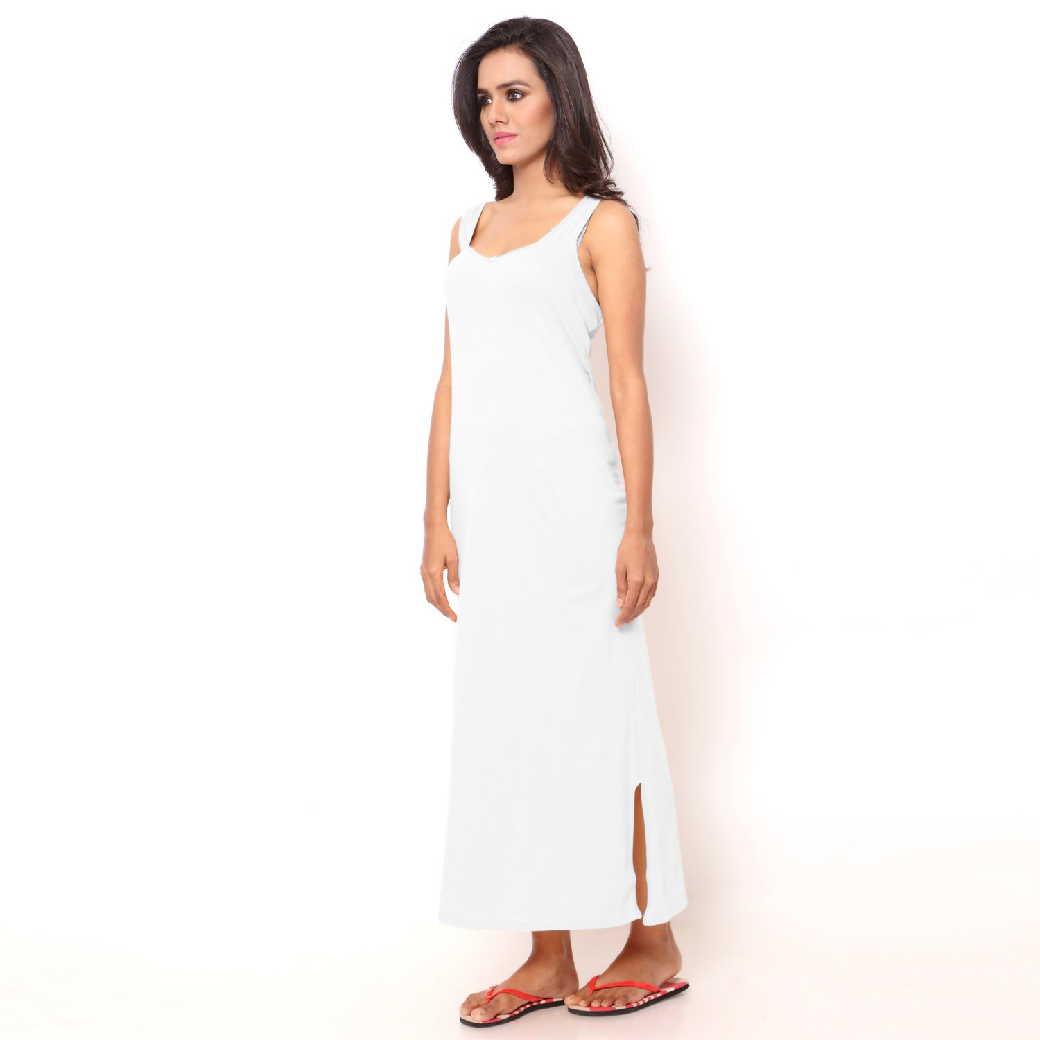ziya women's cotton sleeveless nighty (white, free size)