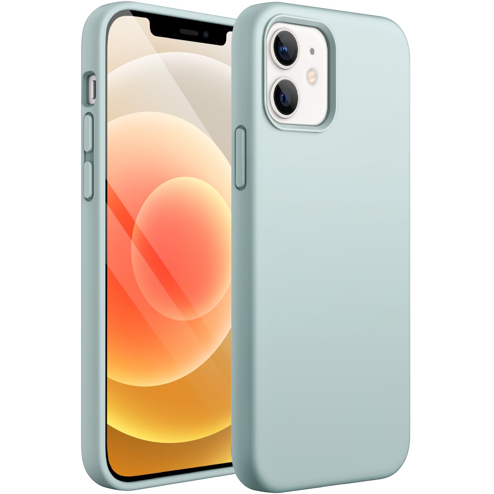 JETech Silicone Case for iPhone 12/12 Pro 6.1-Inch, Silky-Soft Touch Full-Body Protective Phone Case, Shockproof Cover with Microfiber Lining (Succulent)
