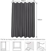 EurCross Charcoal Cloth Shower Curtain 180x180cm Quick Dry Water-Repellent view 6