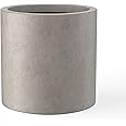 Kante 12.6" Dia Round Concrete Planter, Modern Style Large Cylindrical Plant Pot with Drainage Hole and Rubber Plug for Indoor Outdoor Patio, Weathered Concrete