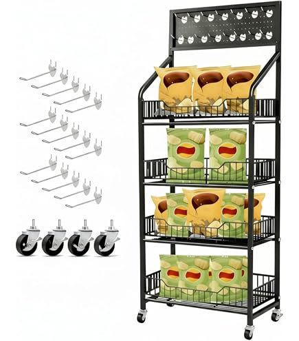 Nisorpa 4-Tier Retail Display Rack With Wheels – Commercial Metal