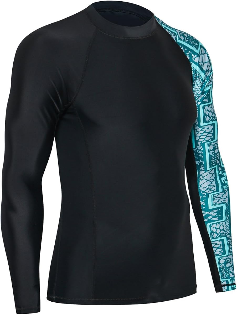 HUGE SPORTS Men's Splice UV Sun Protection UPF 50+ Skins Rash Guard Long Sleeves: Clothing