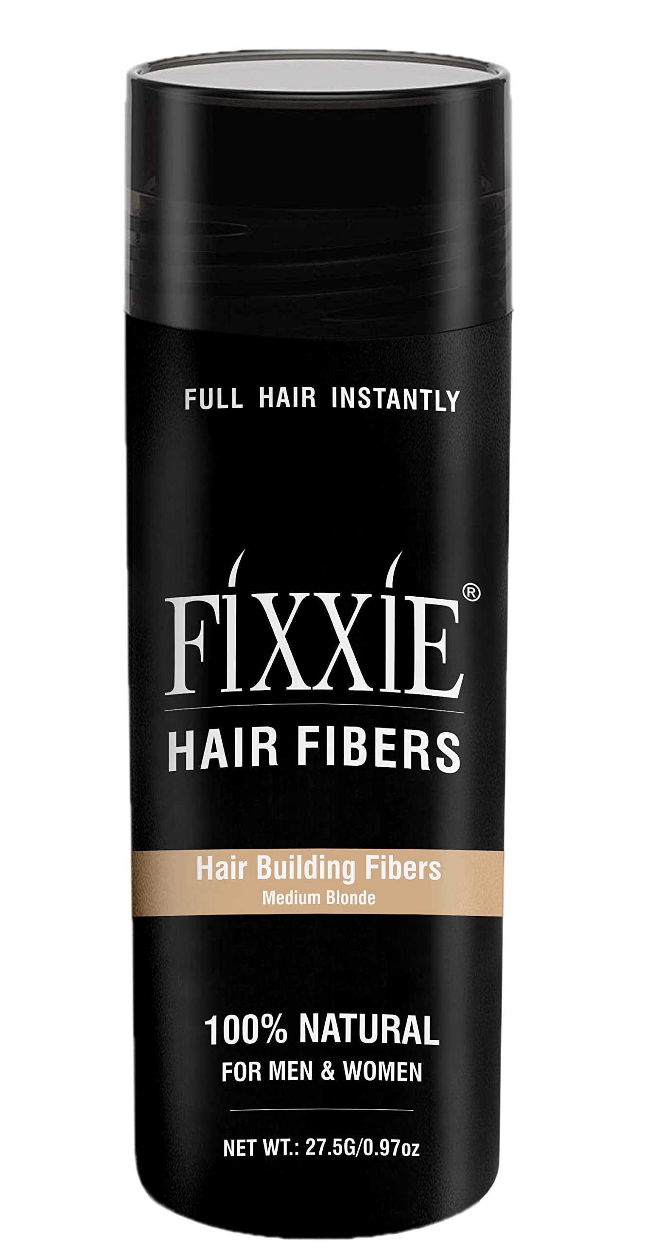 FIXXIE Hair Fibres MEDIUM BLONDE for Thinning Hair 27.5g Bottle, Hair Fibre Concealer for Hair Loss for Men and Women, Naturally Thicker Looking Hair with Keratin Hair Fibers.