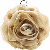 DEBIMY Rose Shaped Evening Bag Soft Satin Clutch Purse Floral Wristlet Handbag for Women Wedding Party Purse