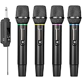 Depusheng S2 Wireless Microphone Dynamic Handheld Microphones Karaoke Microphone Mic with Rechargeable Receiver for Stage Perform Party Church Club (US-S4)
