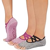 toesox Elle Half Toe Grip Socks – Non-Slip Grip Sole for Yoga, Pilates, Gym - Non Skid Open Toe Socks for Women