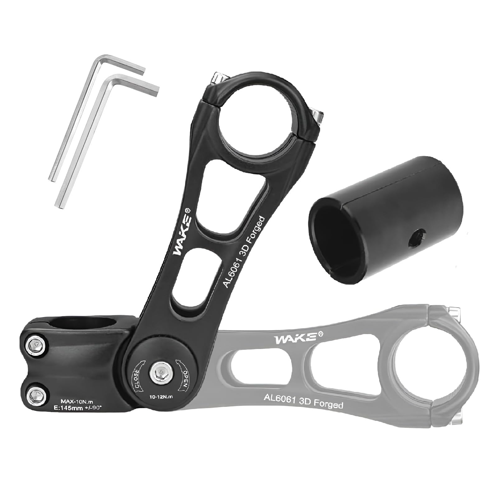 BESNIN Bike Stem Adjustable 0-90 Degree MTB Stem for 25.4mm and 31.8mm Handlebar, 145mm Stem Length, Aluminum Alloy Handlebar Stem for Mountain Bike, Road Bike, BMX