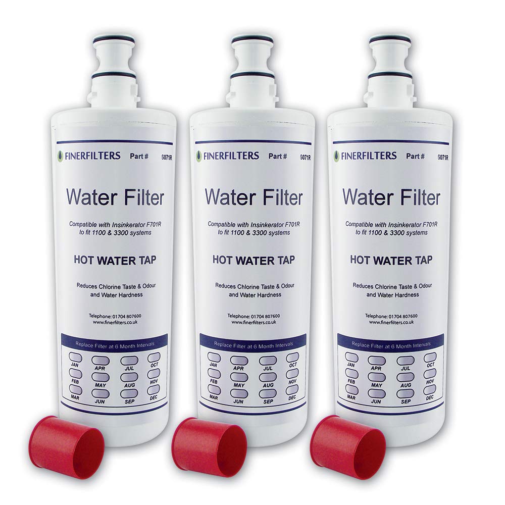 3 x Finerfilters Insinkerator-Water Filter Compatible- F701R,Fits A1 or A3 Head, Unlike Other Compatibles This Filter Is Guaranteed To Fit Your Existing Insinkerator System, Save £££'S