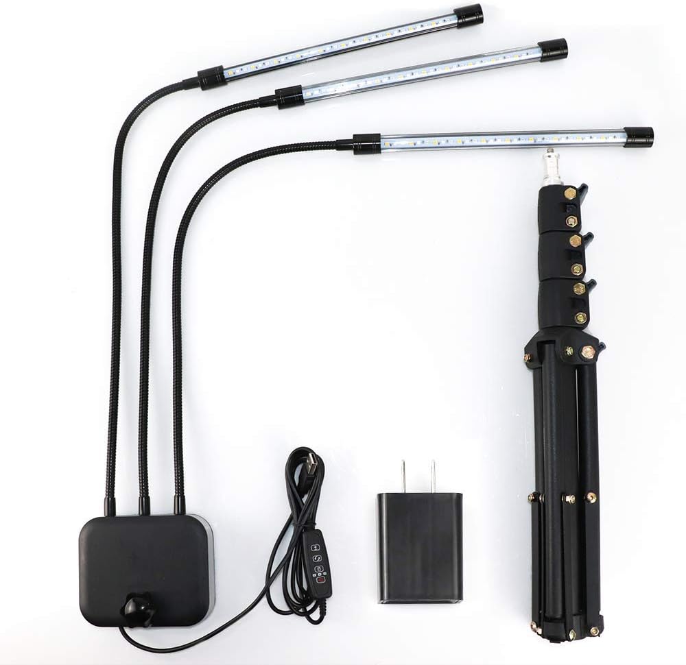 Grow Light with Stand,GHodec Tri-Head 60W Floor Plant Lights for Indoor Plants, Tripod Stand Adjustable 15-48 in,3/9/12H Timer & 3 Modes: Home Improvement