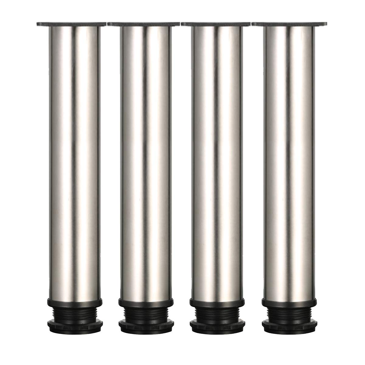 Drenky 4 Pcs Adjustable Legs 300mm Height Cabinet Legs Table Legs Furniture Legs, Brushed Stainless Steel Adjustable Height 0-15mm Come with Stainless Steel Screws