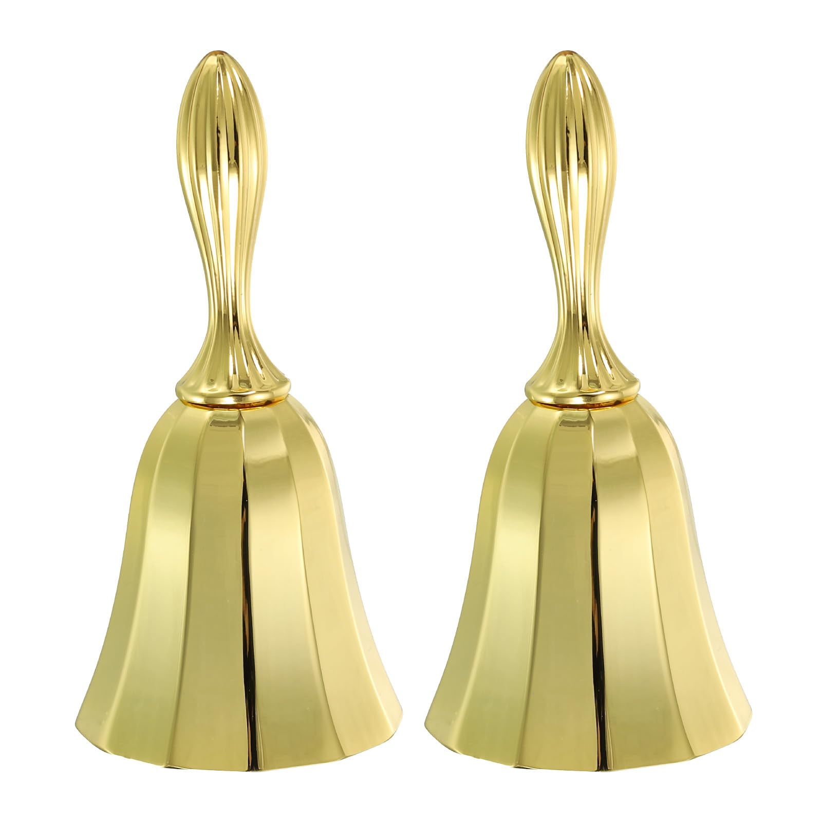 PATIKIL Hand Bell, 2pcs Dinner Bell Call Bell Vintage Metal for Dinner Service Church Wedding Christmas, Gold