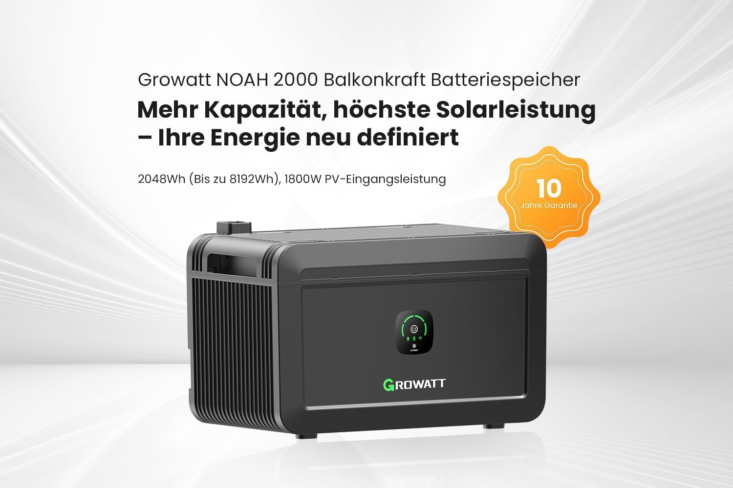 Powerness® Balkonkraftwerk Speicher Growatt NOAH 2000 Speicher 2048Wh mit 1800W PV-Eingangsleistung IP66 für Balkonkraftwerk (NOAH 2000 * 1) 2
