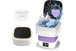 ABXKZ Portable Washing Machine, 11L Large Capacity, Mini Washing Machine with Spin Dryer, Small Foldable Laundry Washer for Travel, Rv, Dorm, Capming, Apartment, Socks, Underwear, Baby Clothes, Purple