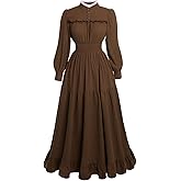 Vibsion Victorian Dress for Women 1800s Long Sleeve Edwardian Dresses Medieval Renaissance Costume