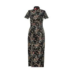 Shanghai Story Short Sleeve Long Qipao Brocade