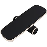 Balance Board for Adults, Wooden Surf Trainer with Roller | 350lbs capacity non-slip surface skateboard snowboard training equipment, core strength &amp; balance control for fitness