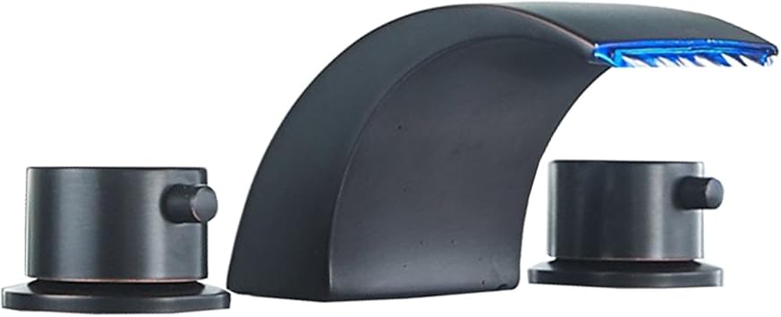 Color Change Led Chrome Waterfall 3 Holes Sink Faucets Hot And