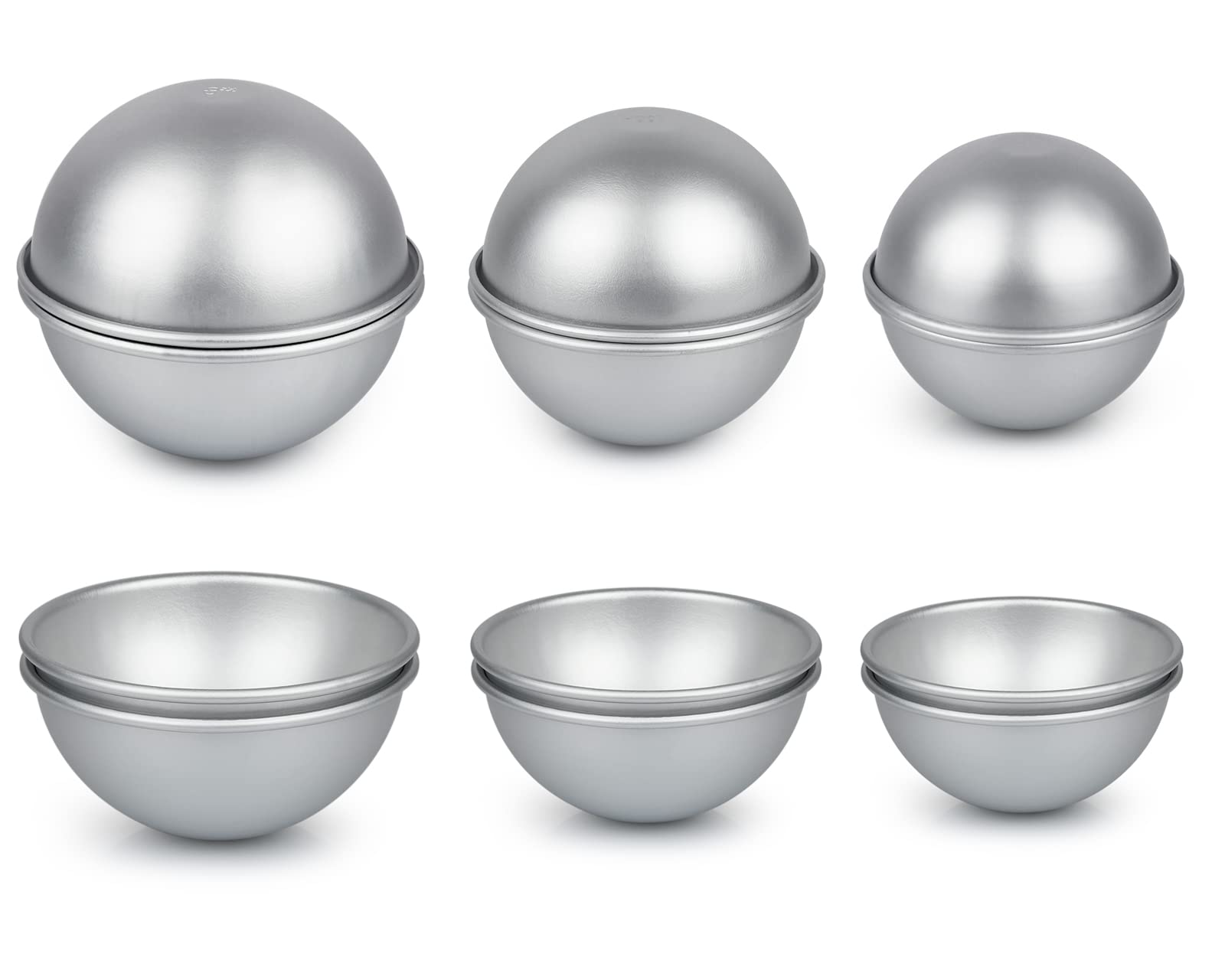 ds. distinctive style Bath Bomb Moulds 3 Pcs Assorted Size Aluminum Small Sphere Cake Tin Baking Mold for Cake Topper - 6cm,7cm,8cm