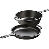 Lodge Pre-Seasoned Cast Iron Combo Cooker, 2-Piece Set, 10.25", Black