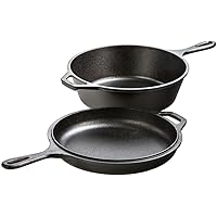Lodge Pre-Seasoned Cast Iron Combo Cooker, 2-Piece Set, 10.25", Black