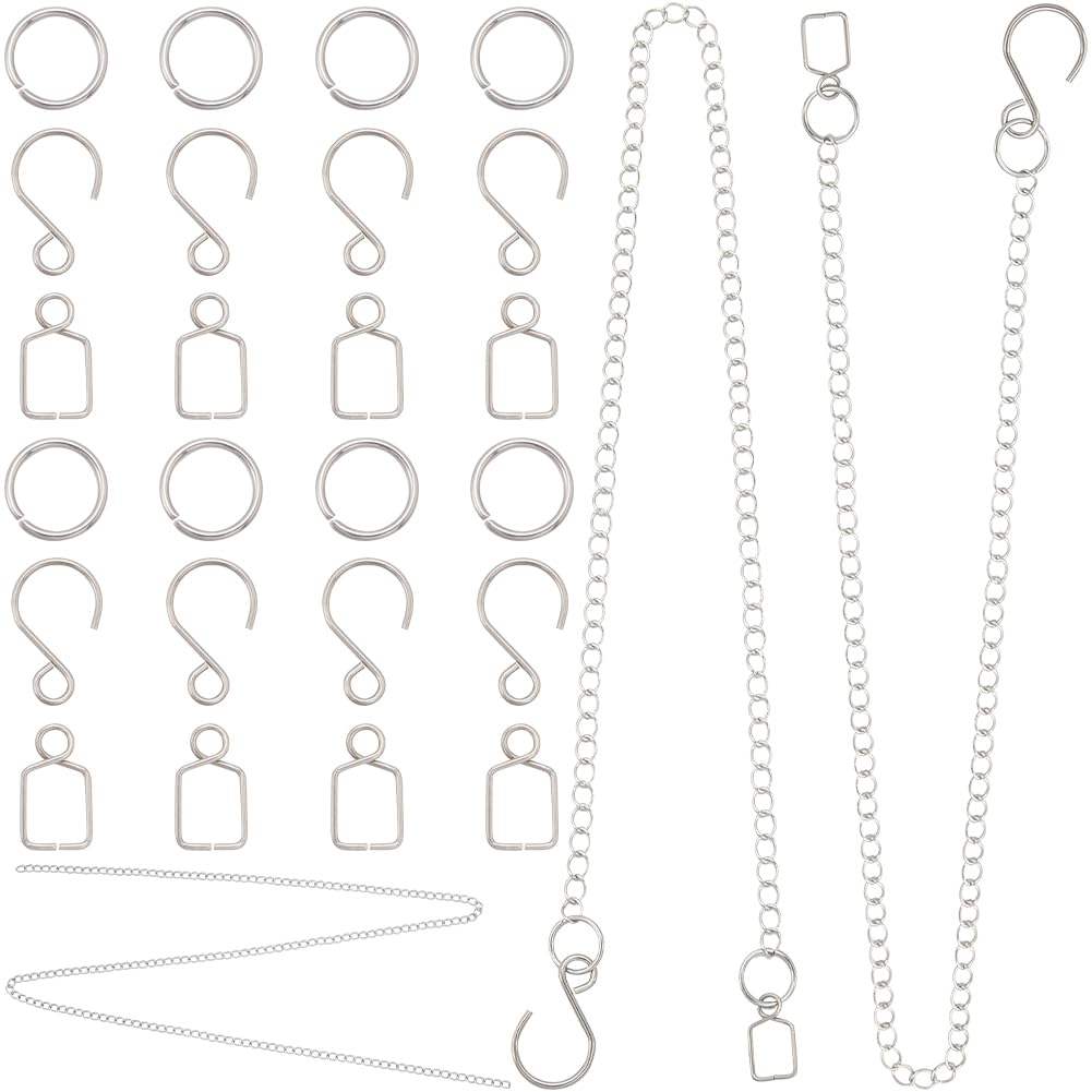 SOFPLATE 1 Box 10 Sets 10M/393.7In Suncatcher Chains and Hooks Sun Catcher Hanging Chain Crystal Ball Suspension Chain Kits with Sticky Hook Rings for DIY Home Wedding Graduation Hanging Decoration