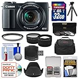 Canon PowerShot G1 X Mark II Wi-Fi Digital Camera with 32GB Card + Case + Tripod + 3 Filters + Tele/Wide Lens Kit