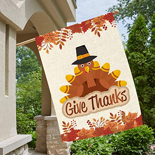 image for GROBRO7 Large Thanksgiving Flags Thankful Turkey Garden Flags Double S