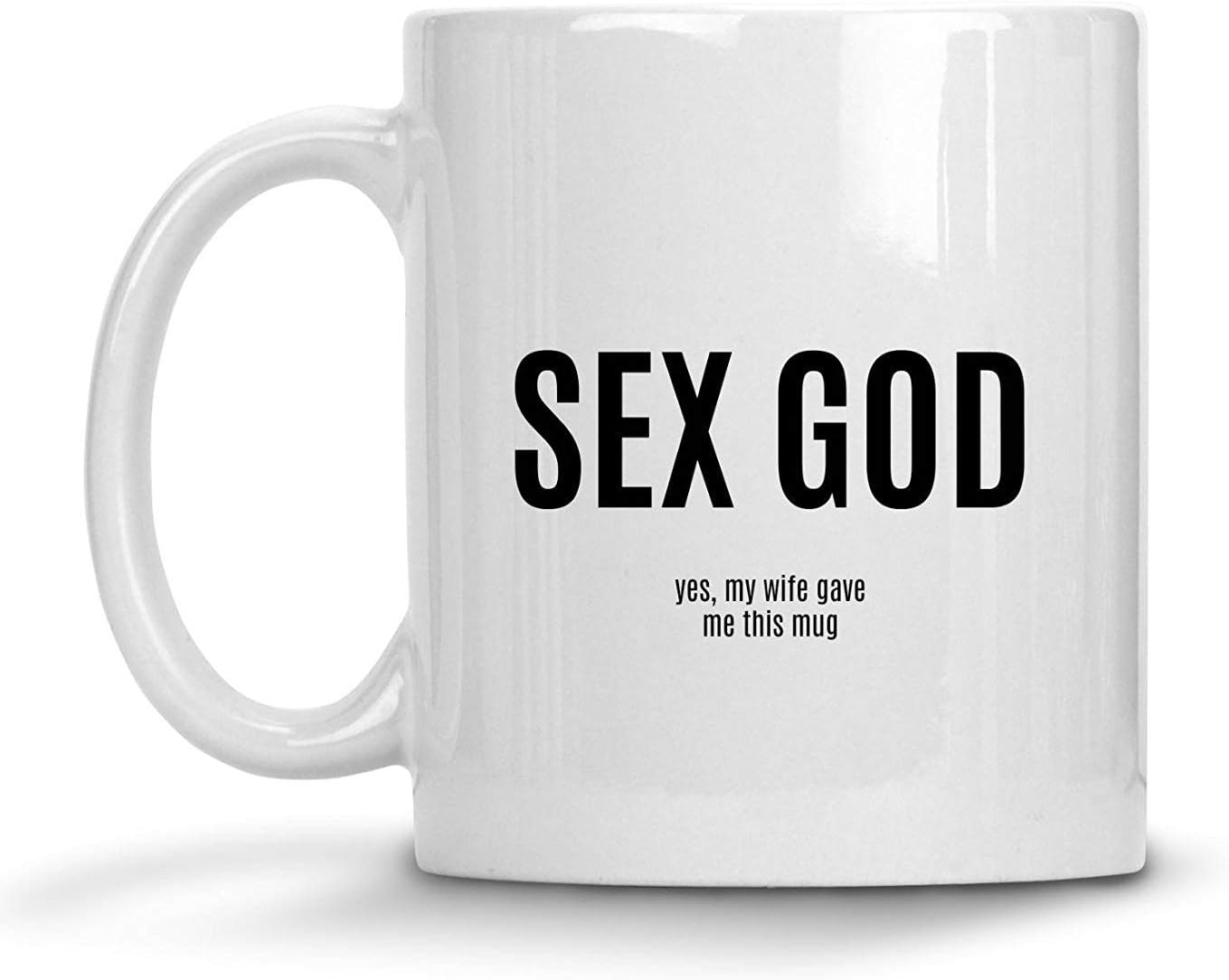 Amazon Com Funny Thinking Sex God Coffee Mug 11oz White Gift For Husband Wife Boyfriend Girlfriend In Valentine S Day Christmas Thanksgiving Birthday New Year S Eve Halloween Good Friday May Day Kitchen