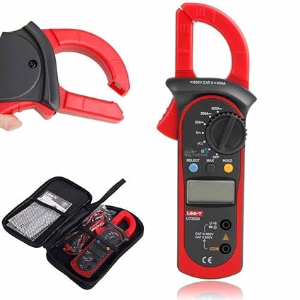 Signstek Uni-t UT202A Auto-Ranging AC/DC Voltmeter and AC 600 AMPS Meter Auto/Manual Range Digital Handheld Clamp Meter Multimeter AC DC Test Tool