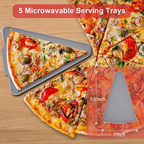 Red Pizza Storage Container with 5 Microwavable Serving Trays Reusable Red Pizza Storage Container Expandable Save Space Microwave Dishwasher Safe with 2PCS Mini Plastic Squeeze Bottles (1PCS)