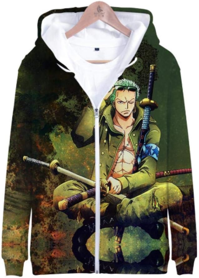 Hoodies Anime One Piece 3D Digital Print Zipper Cap Unisex Comfortable Casual Long Sleeve Sweater