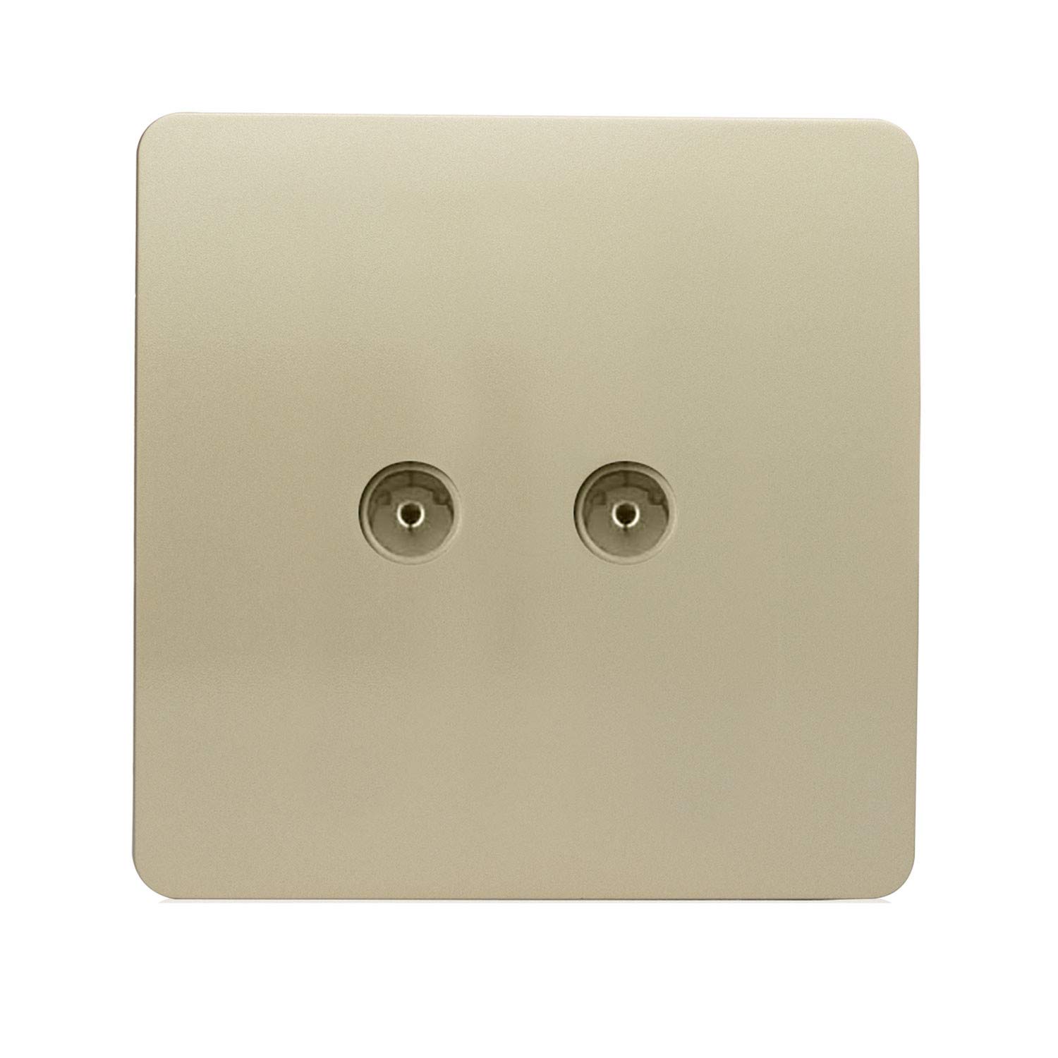 Trendi Artistic Modern Glossy Tactile TV 2 Gang Socket Gold ART-2TVSGO