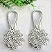 Magnetic Tieback, Kisstaker Crystal Curtain Holdbacks Blossom Diamond Clips with Stretchy Wire Rope for Home Office Decoration,Silver (Pack of 4)