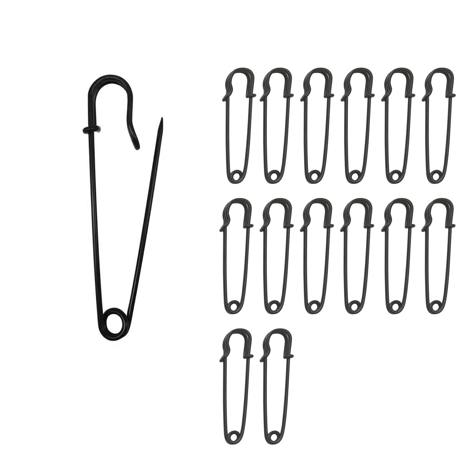 Black 50mm Length Safety Pin Safety Blanket Pin Pack of 15