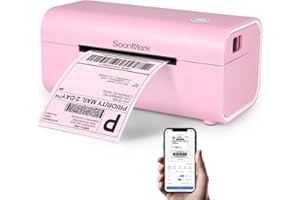 Soonmark Bluetooth Thermal Label Printer, Wireless 4x6 Shipping Label Printer for Small Business Shipping Packages, Compatible with iPhone, Android, Mac, Windows, Etsy, Ebay, Shopify, USPS (Pink)