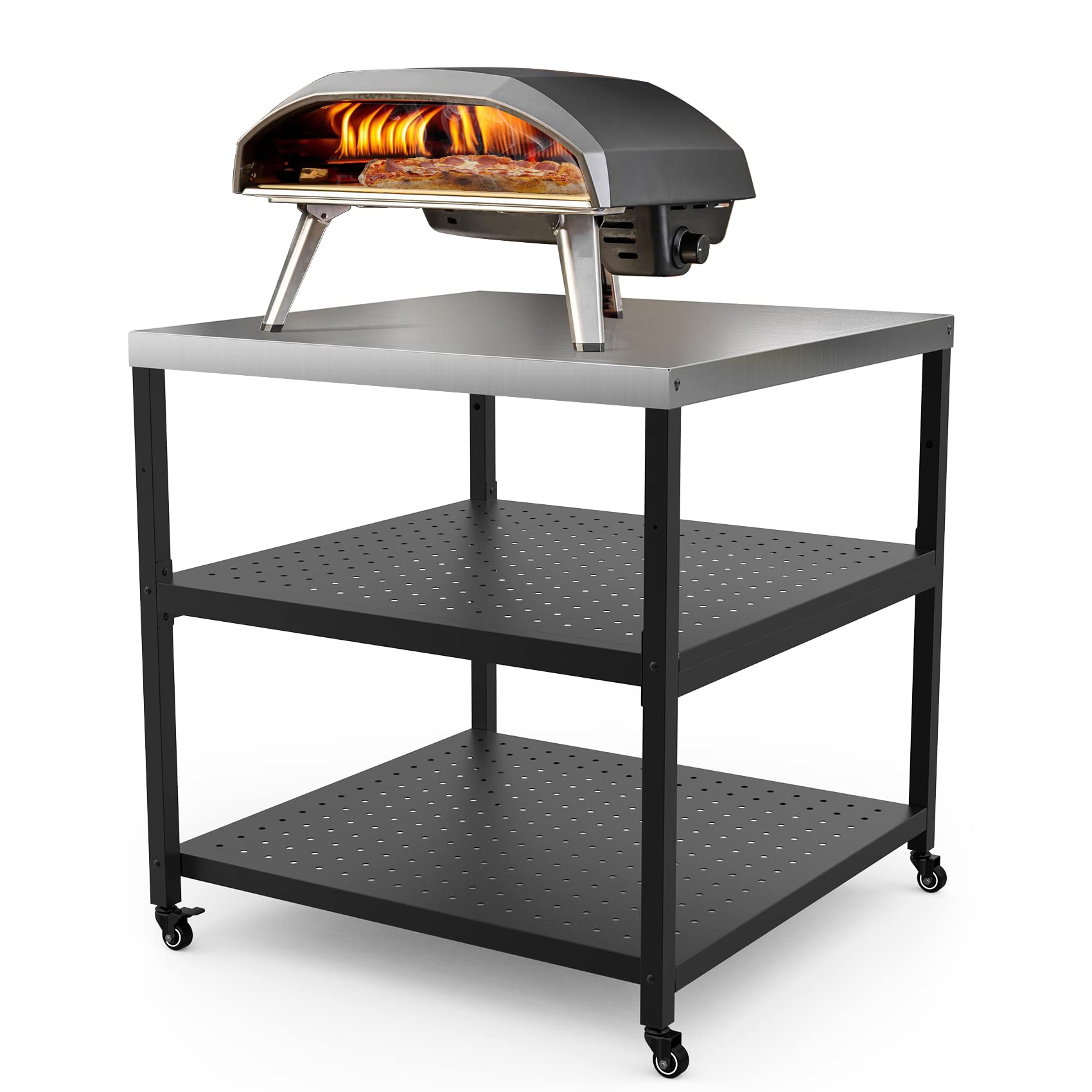 Mimiuo Grill Cart Pizza Oven Stand for Ooni Pizza Oven 31.5 x 31.5 x 33