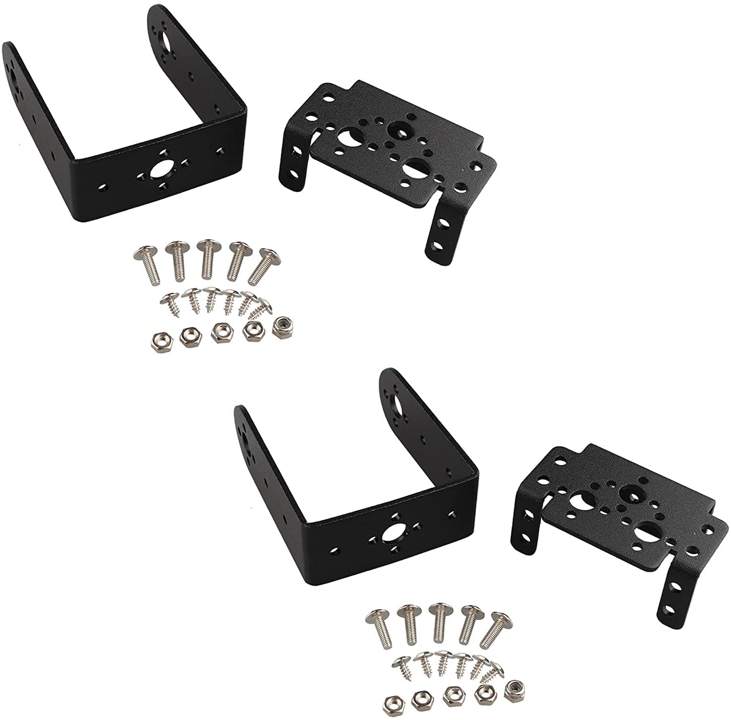 Jopto 2 Set Servo Motor Bracket, 2 DOF Short Pan and Tilt Servos Bracket Sensor Mount Kit Compatible with MG995 (Multi-Function Servo Motor Bracket + U-Shaped Bracket + Screws)