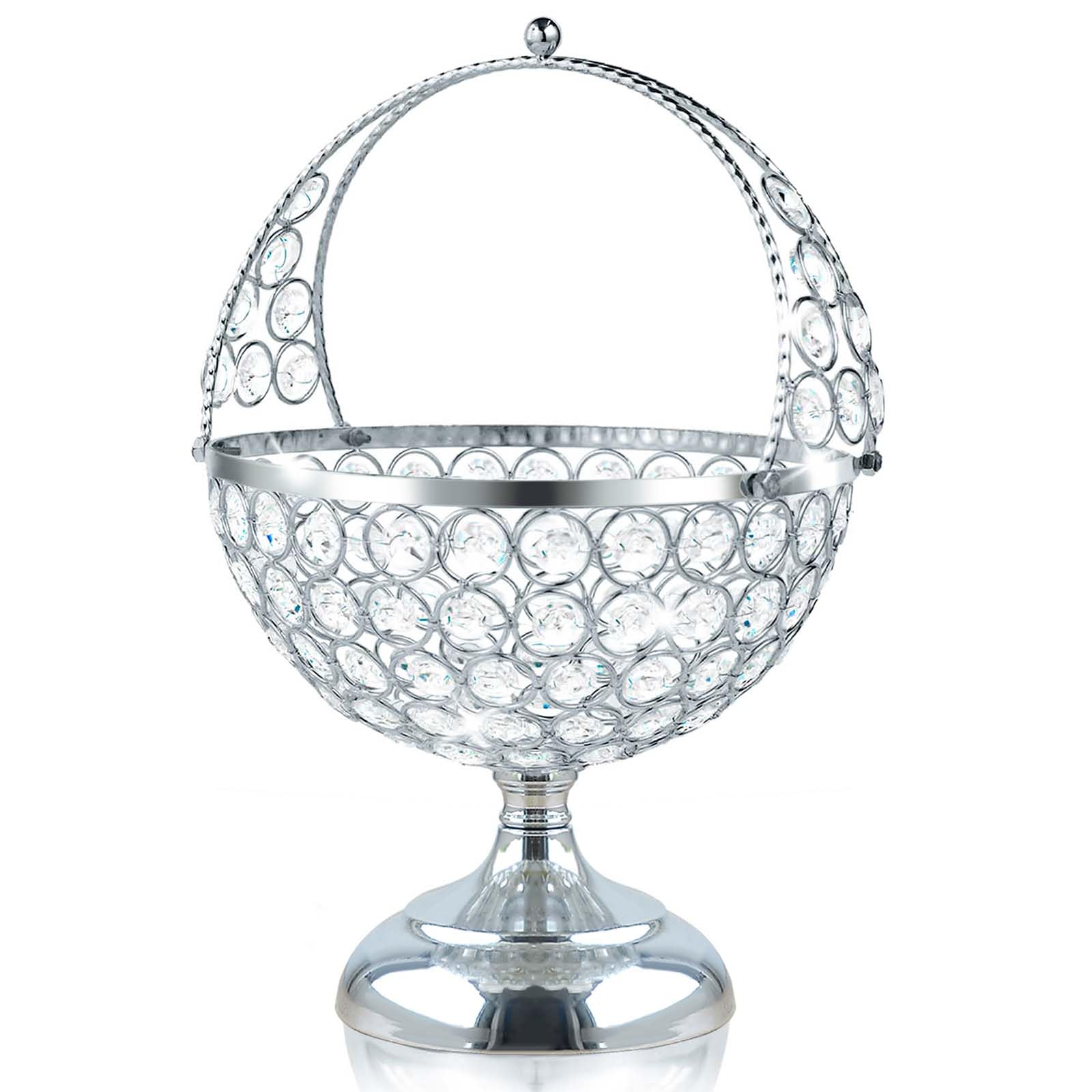 Photo 1 of kehail Crystal Candy Bowl Holder, Decorative Fruit Bowl Stand, Flower Basket Ornament, Home Decor, for Displaying Fruits or Artificial Flowers, Table Centerpiece (silver, M)